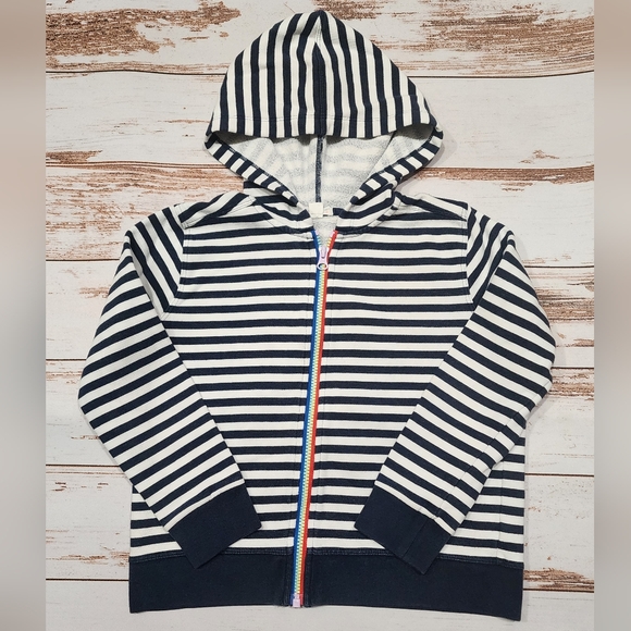 Crewcuts Other - Crewcuts striped hoodie navy blue white rainbow zip up sweatshirt 8